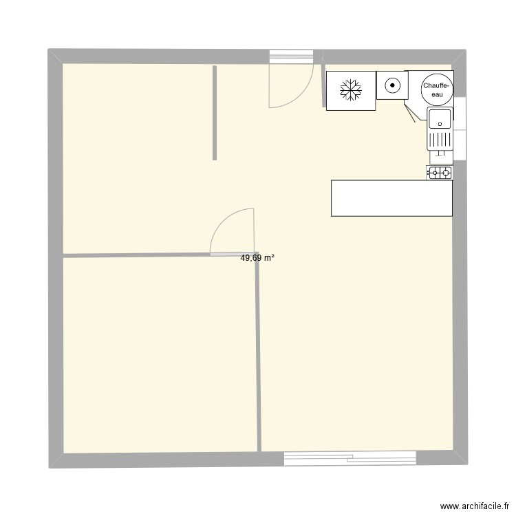 coeurdevillage. Plan de 1 pièce et 50 m2