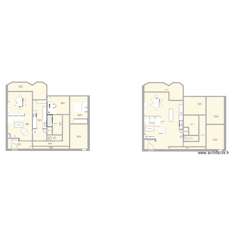 Montigny avant travaux. Plan de 22 pièces et 194 m2