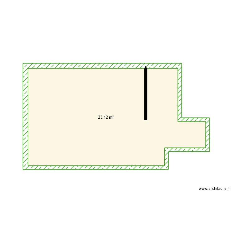 22222. Plan de 1 pièce et 23 m2