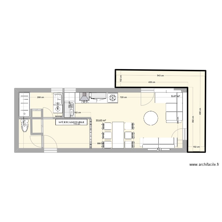 Le collet d'allevard. Plan de 2 pièces et 43 m2