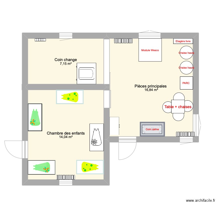 plan pour mon TFE. Plan de 3 pièces et 38 m2