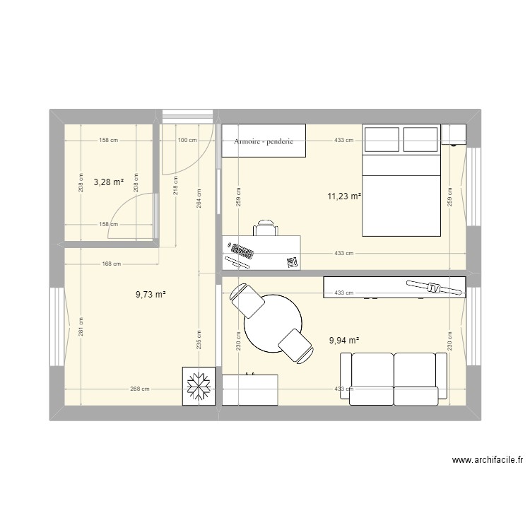 Appart1 Beauvais - Nathan. Plan de 4 pièces et 34 m2