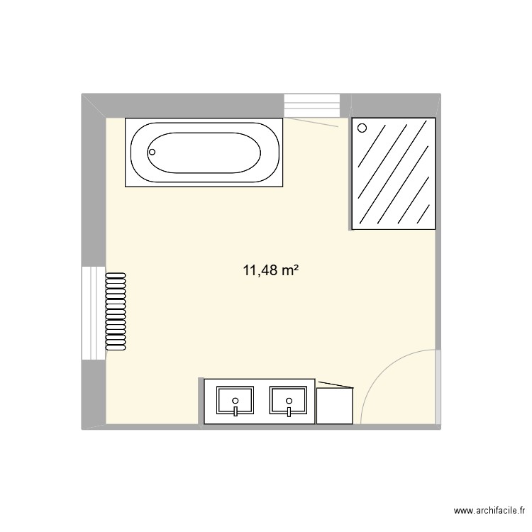 SDB. Plan de 1 pièce et 11 m2