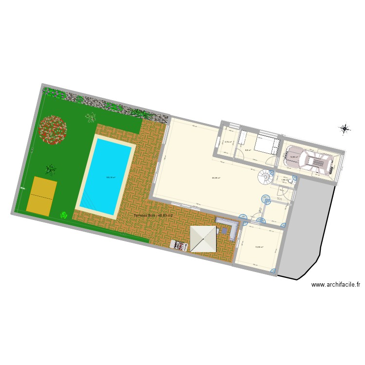 extansion. Plan de 8 pièces et 252 m2