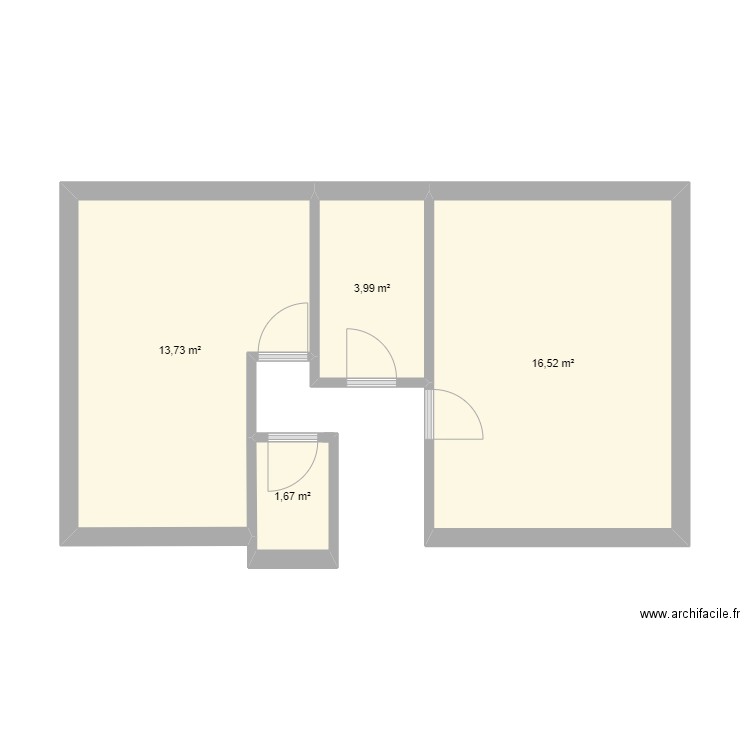 mam. Plan de 4 pièces et 36 m2