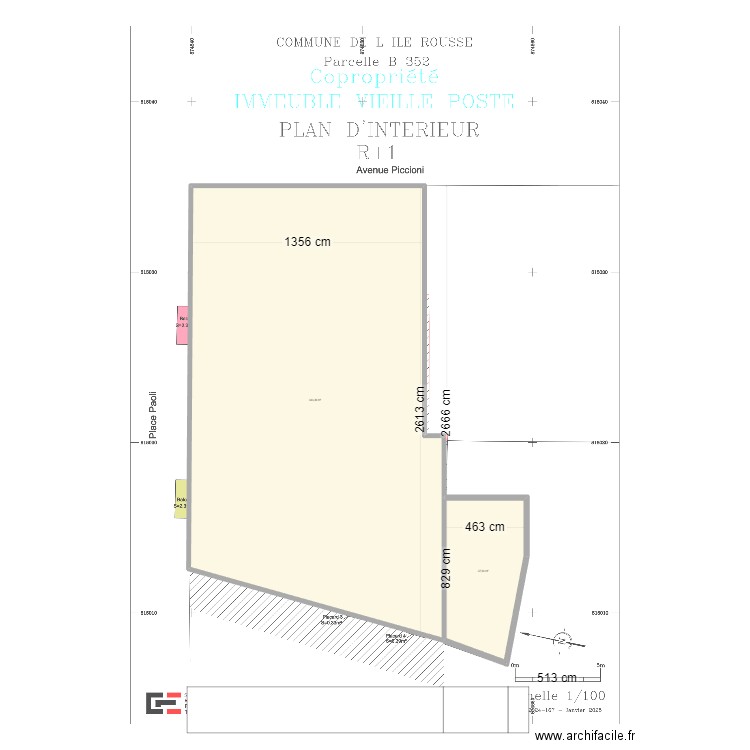 R+1 2 Piccioni. Plan de 2 pièces et 381 m2