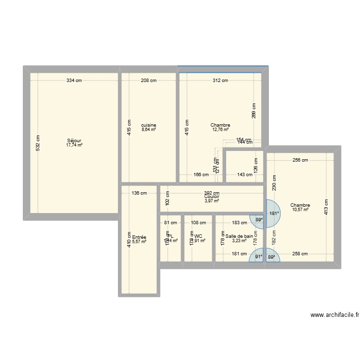 MICU. Plan de 9 pièces et 66 m2