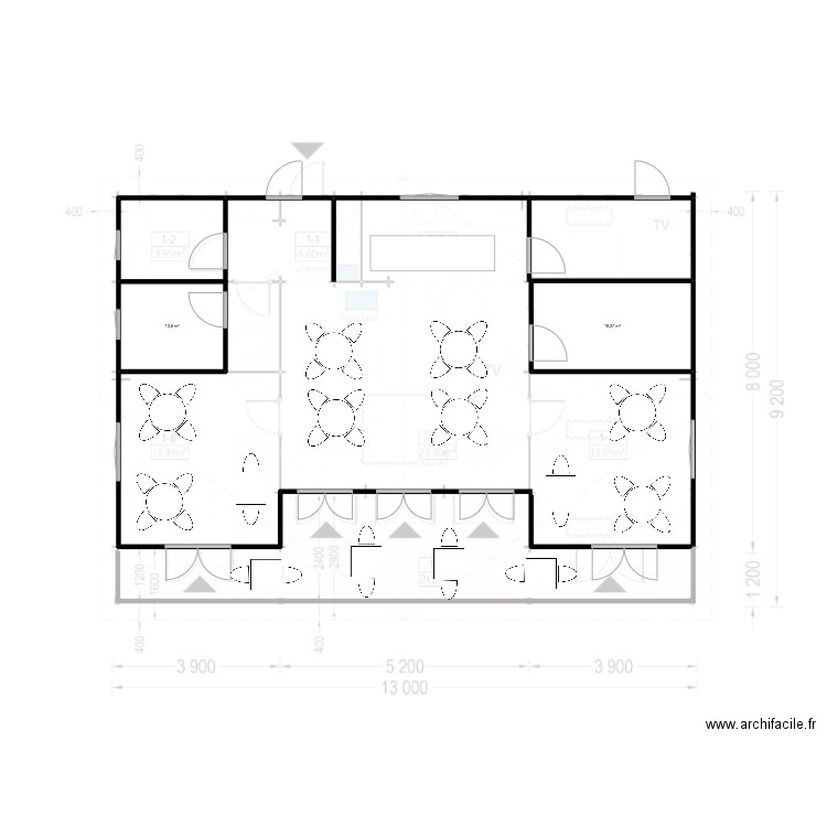 Planta Riviera. Plan de 2 pièces et 32 m2