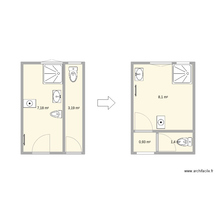 Payen 1. Plan de 5 pièces et 21 m2