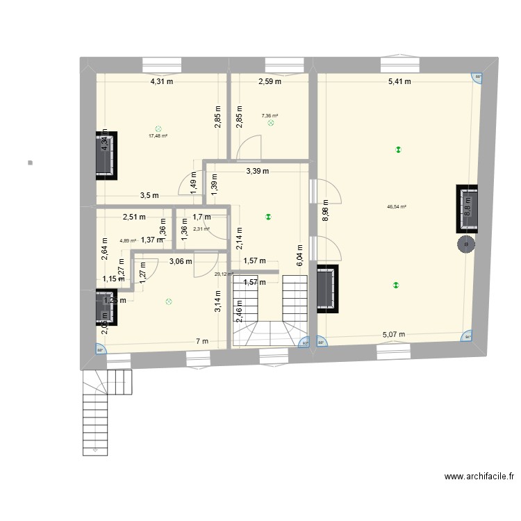 LE CERCLE reno. Plan de 6 pièces et 108 m2