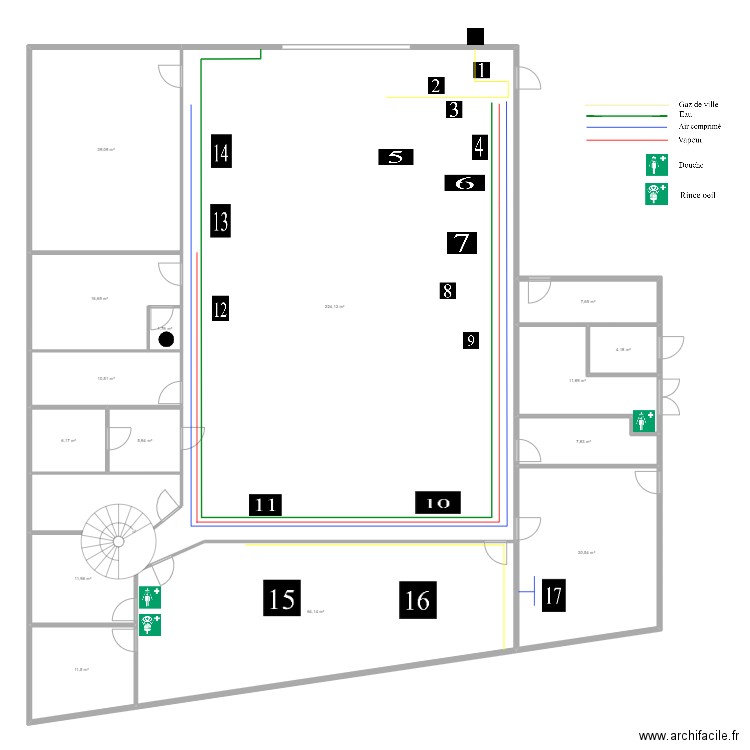 sae 2.2. Plan de 15 pièces et 454 m2