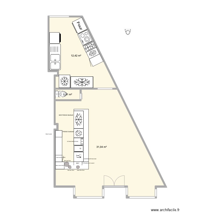 O Malta 2. Plan de 3 pièces et 44 m2