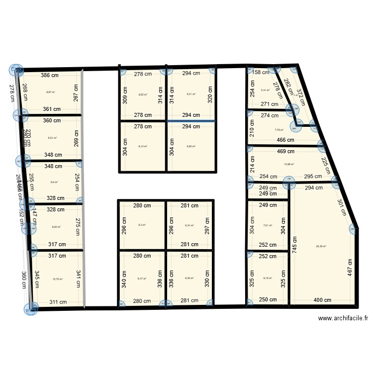 PLAN A 30m². Plan de 22 pièces et 194 m2