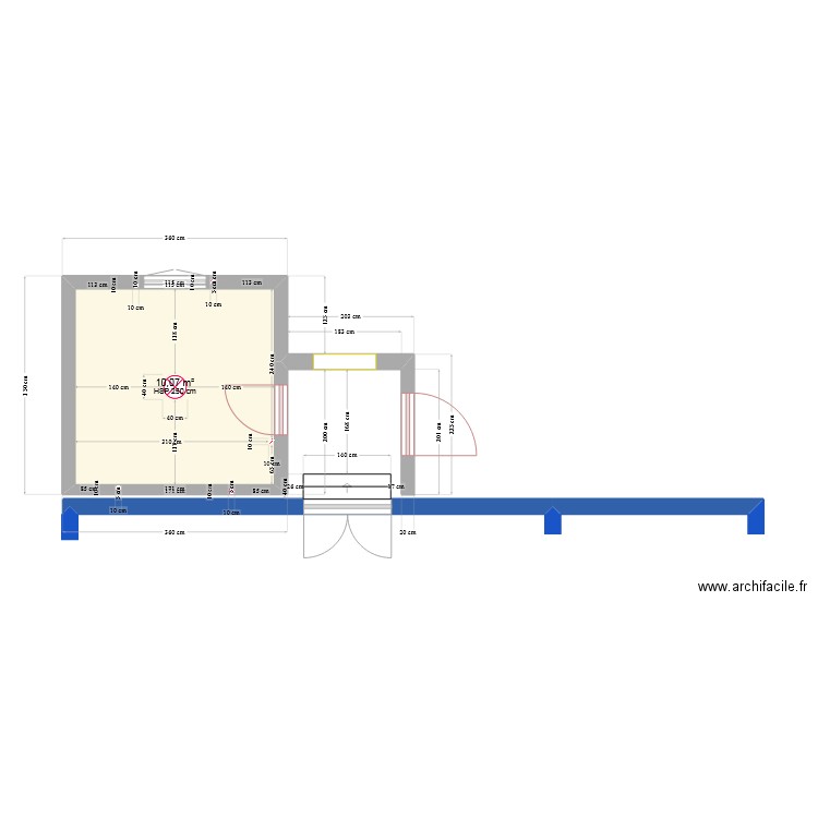 Clara b. Plan de 1 pièce et 10 m2