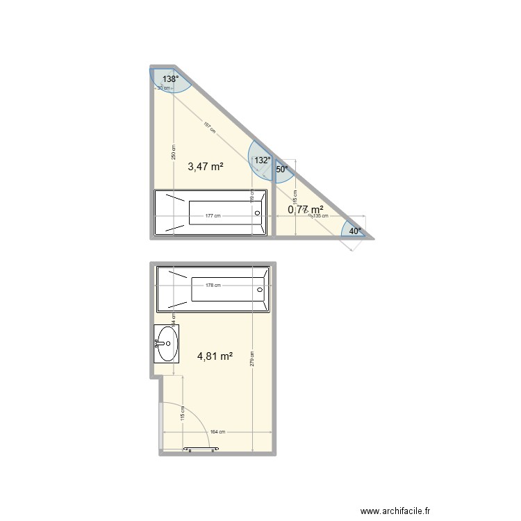 s de B héricy. Plan de 3 pièces et 9 m2