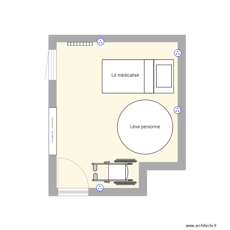 CHAMBRE L. Plan de 1 pièce et 12 m2