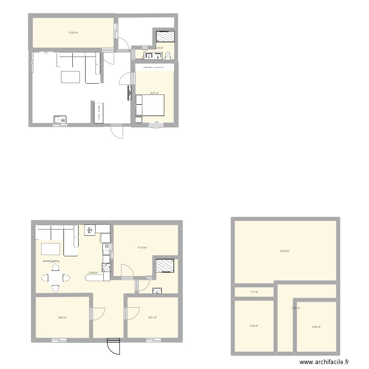 Badra. Plan de 12 pièces et 142 m2