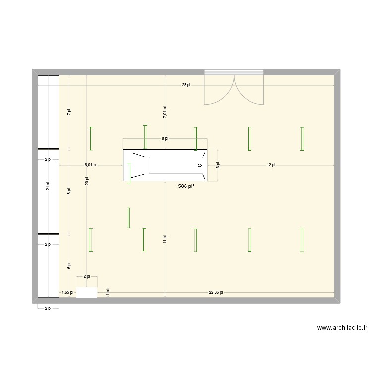 Laboratoire. Plan de 1 pièce et 55 m2