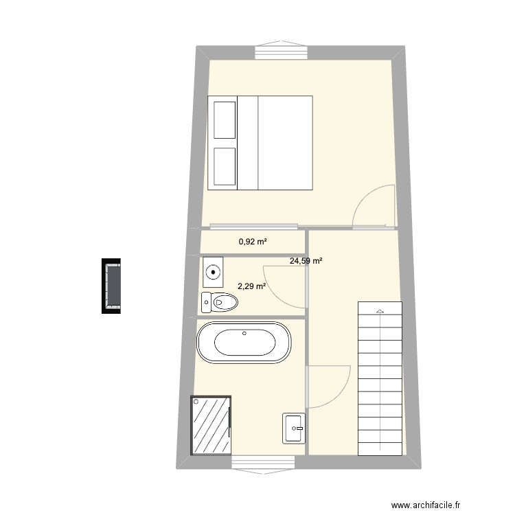 felletin niveau 1 def . Plan de 3 pièces et 28 m2