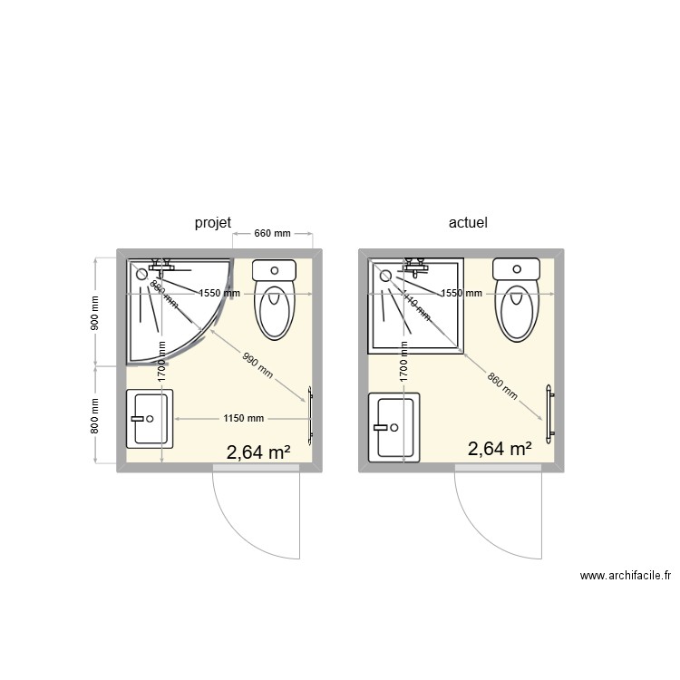 Laurence Pillard . Plan de 2 pièces et 5 m2