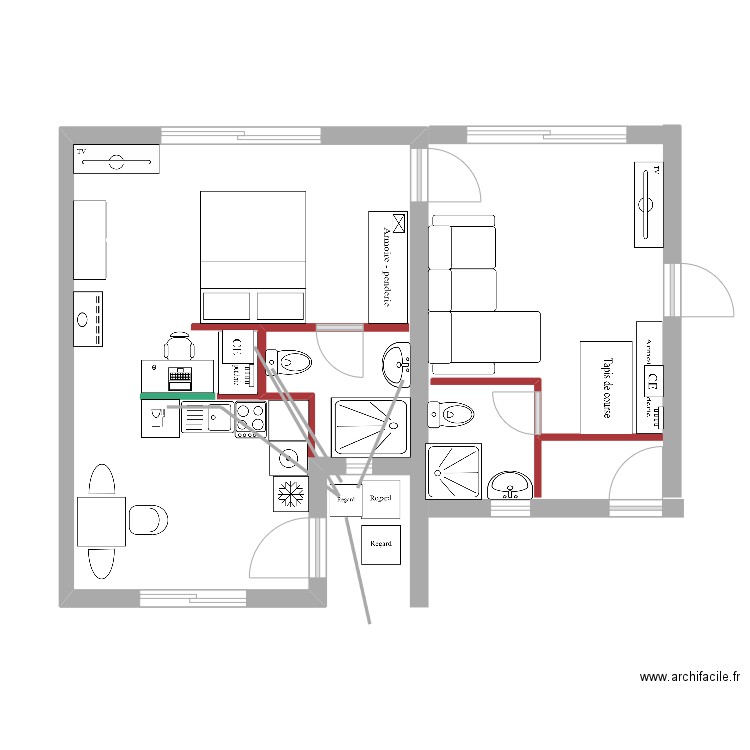 Chambre 7 - Chambre 6 - V5 - Eau. Plan de 0 pièce et 0 m2