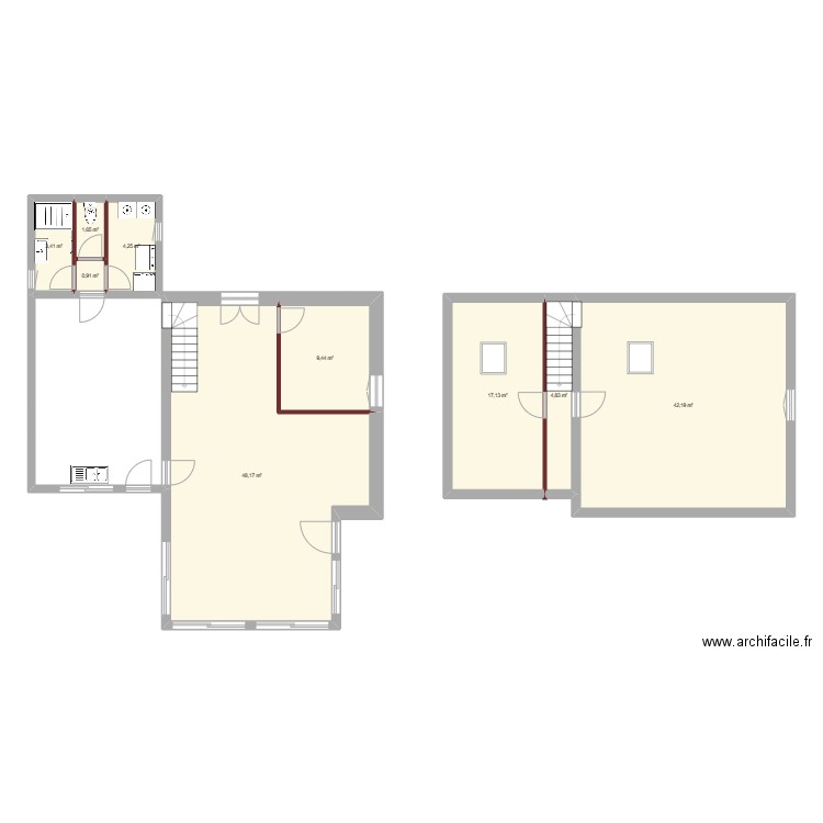 JACOLIN. Plan de 9 pièces et 132 m2