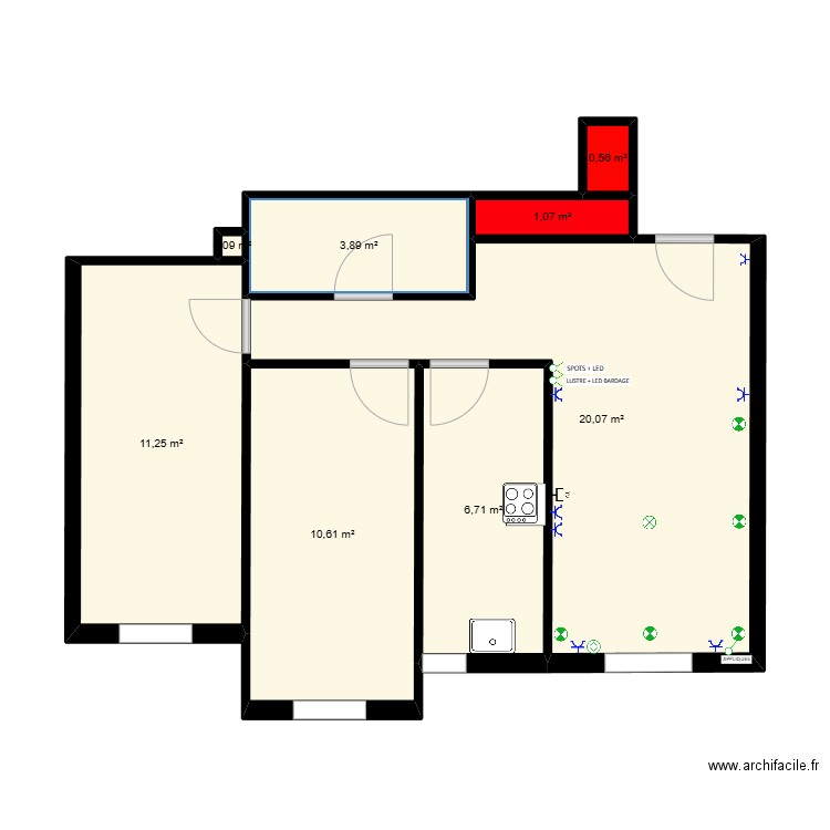 MAISON B26. Plan de 8 pièces et 54 m2