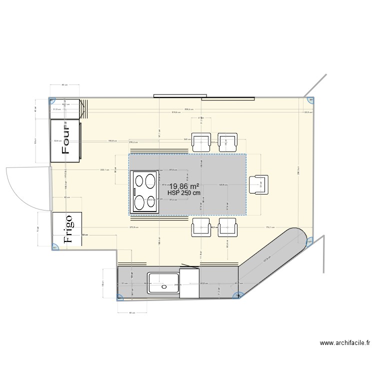 Cuisine Pérols1. Plan de 1 pièce et 20 m2