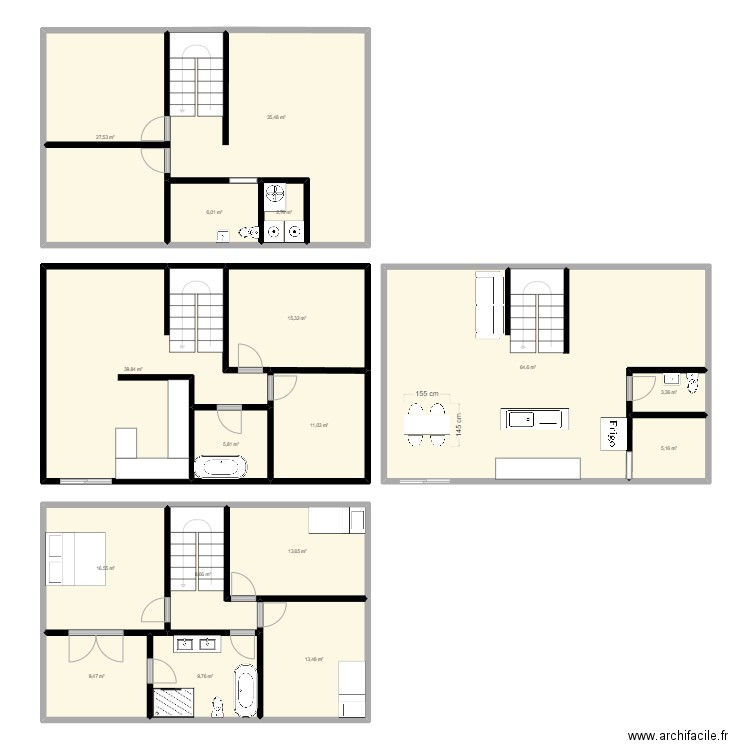 1208. Plan de 17 pièces et 288 m2