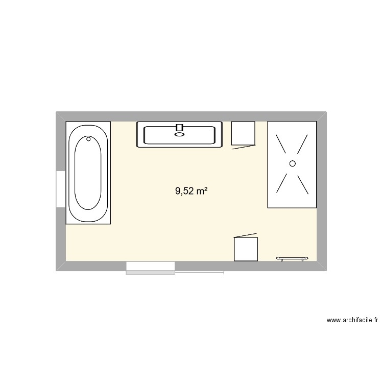 SDB. Plan de 1 pièce et 10 m2