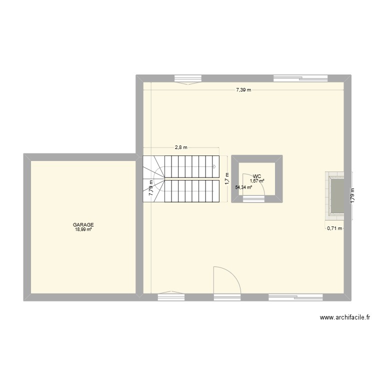 Maison rdc. Plan de 3 pièces et 78 m2