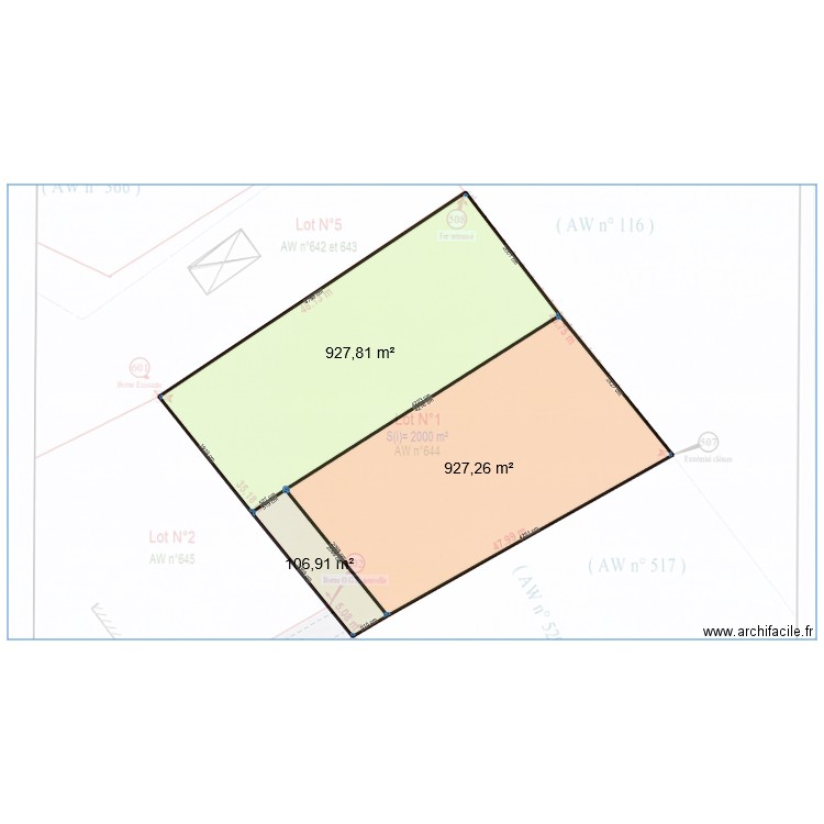 Passonne - Surface totale v3. Plan de 3 pièces et 1962 m2