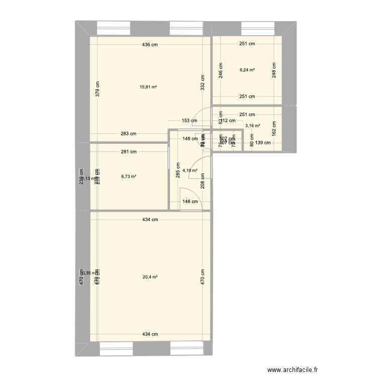 PLAN ACTUEL. Plan de 9 pièces et 58 m2