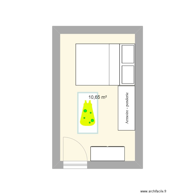 chambre essais 3. Plan de 1 pièce et 11 m2