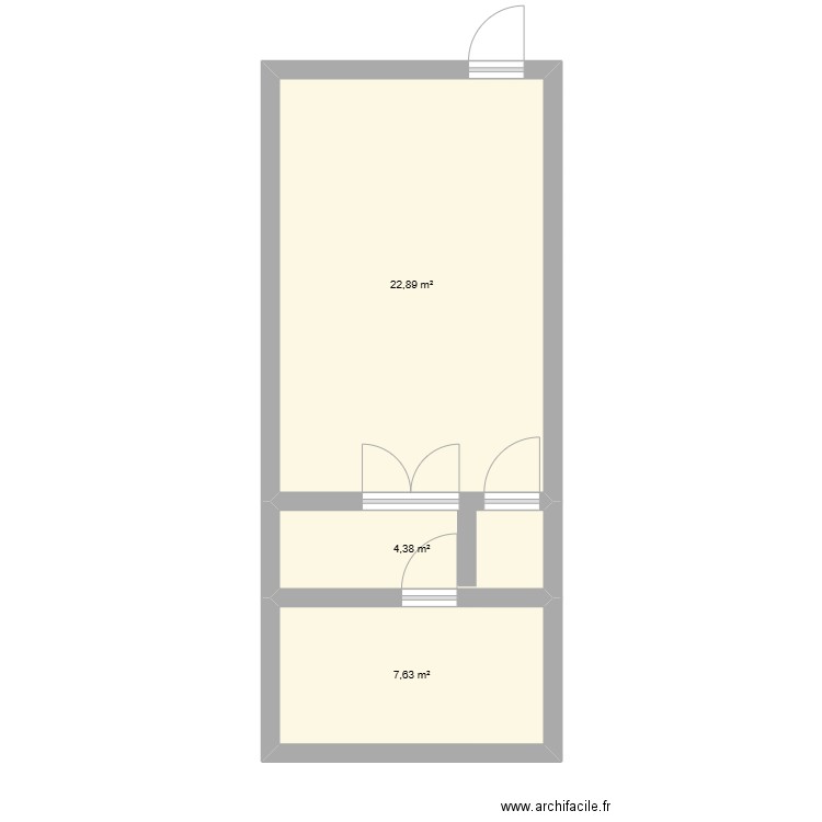 boutique. Plan de 3 pièces et 35 m2