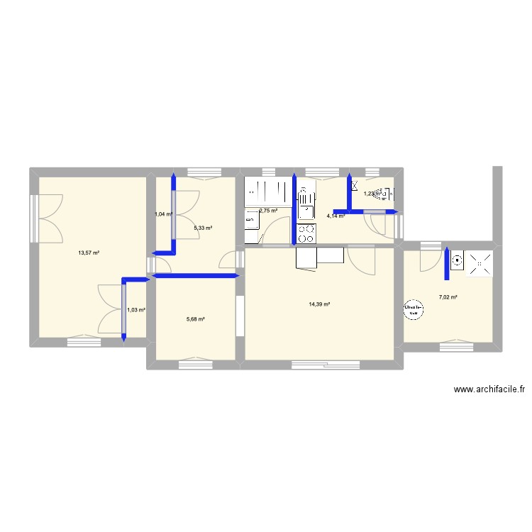 La Gaude. Plan de 10 pièces et 56 m2