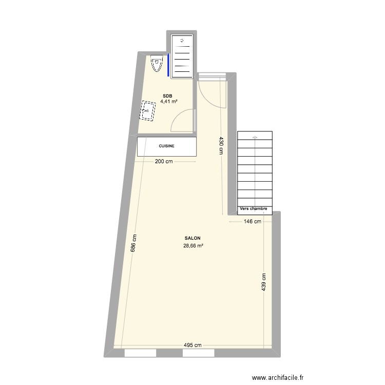 lgt 21. Plan de 2 pièces et 33 m2