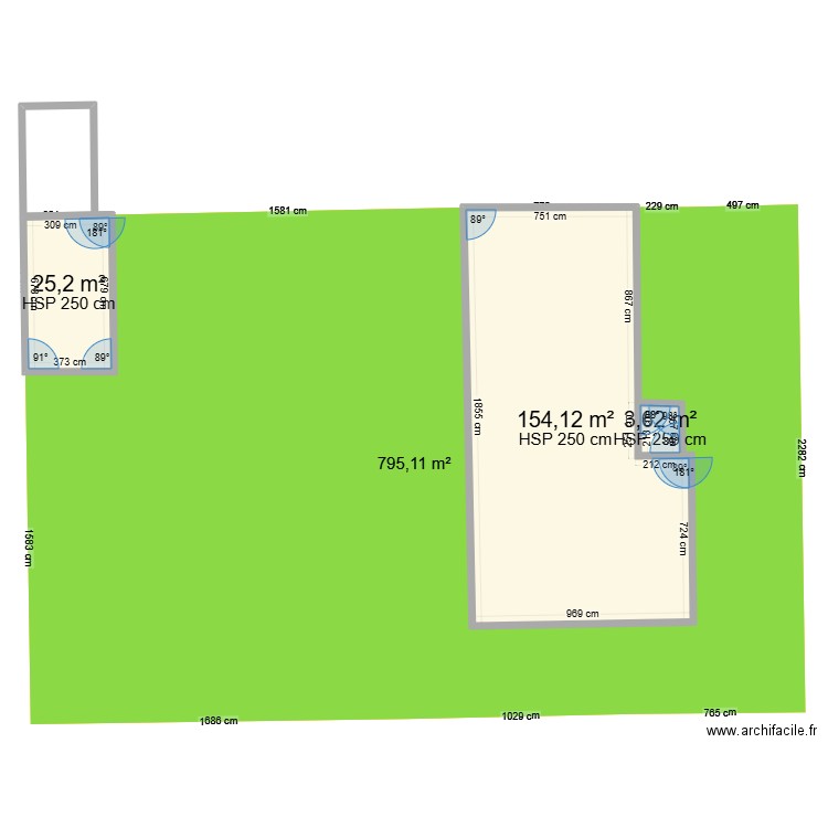 Trizay 2. Plan de 3 pièces et 183 m2