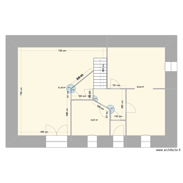 Ferma La pomme. Plan de 3 pièces et 92 m2