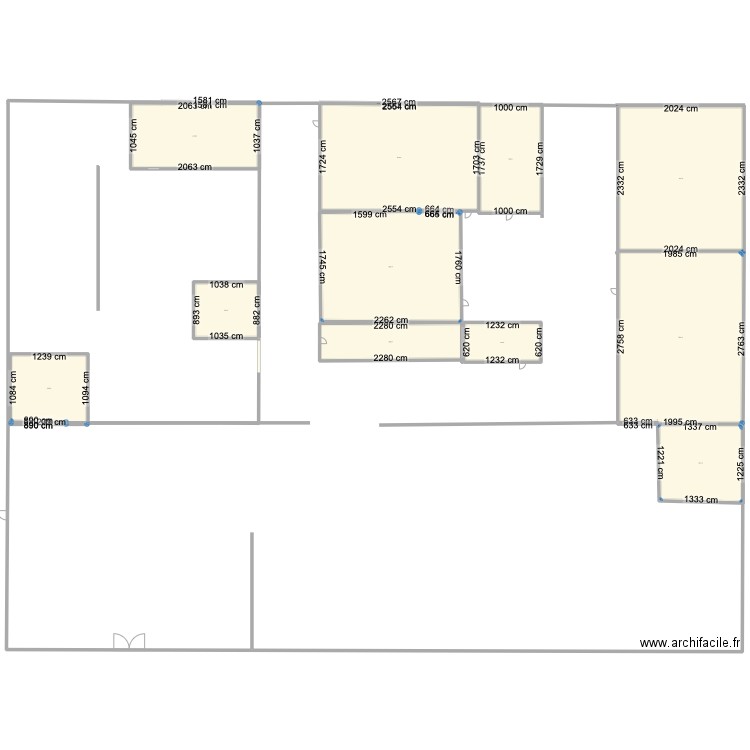 institut . Plan de 18 pièces et 2868 m2