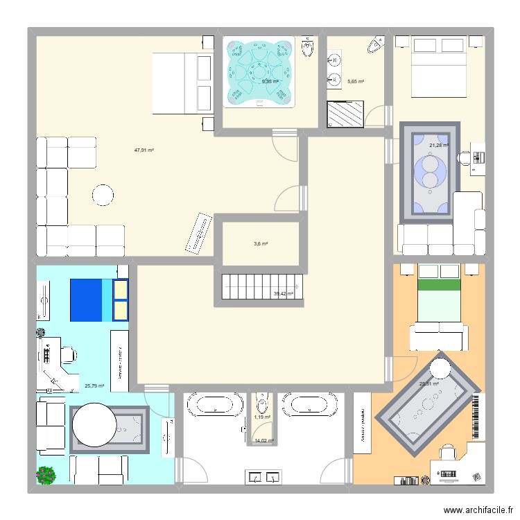 maison des garcons. Plan de 22 pièces et 690 m2