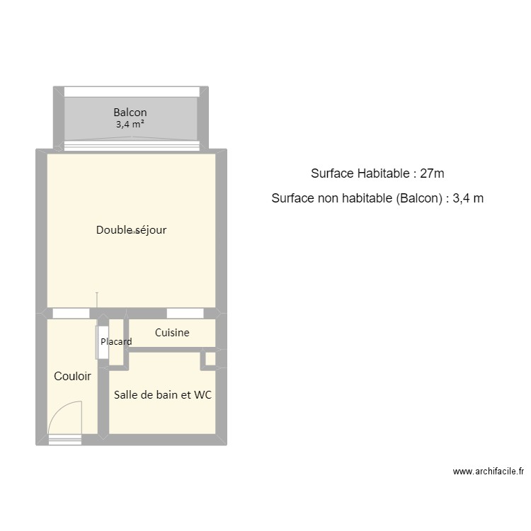 plan appartement . Plan de 7 pièces et 29 m2