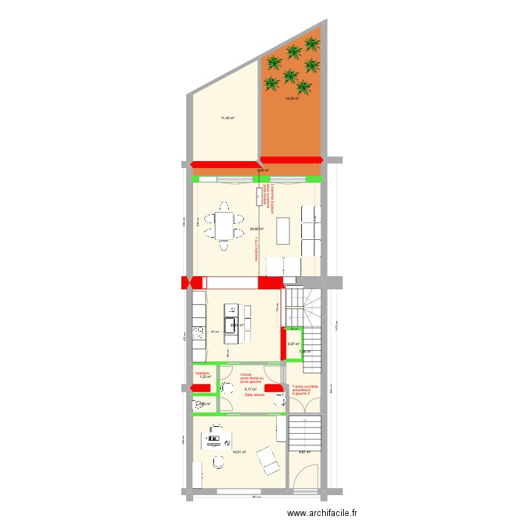 BAUCQ 77 Bel étage Duplex V3 3 ch/prof lib. Plan de 12 pièces et 102 m2