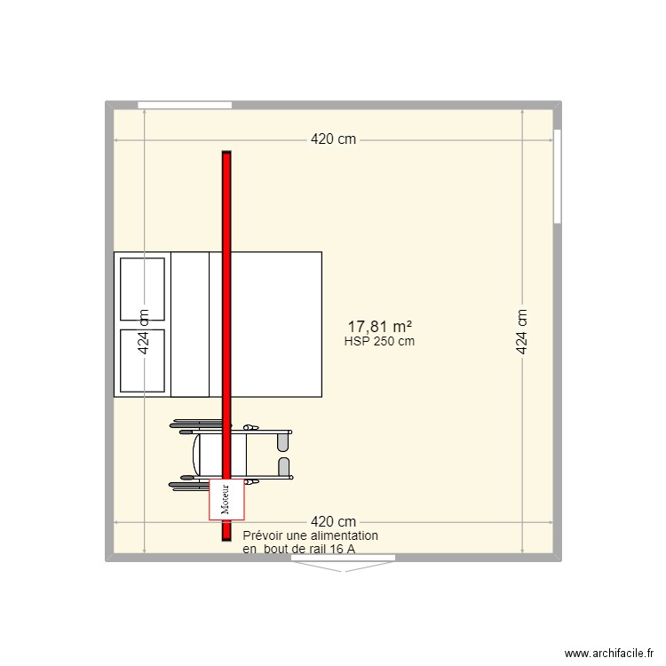 LARCABAL. Plan de 1 pièce et 18 m2