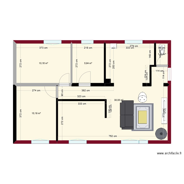 projet maison. Plan de 5 pièces et 66 m2