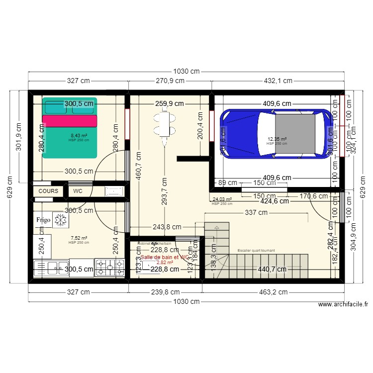 lotfi elhaj V21. Plan de 7 pièces et 56 m2