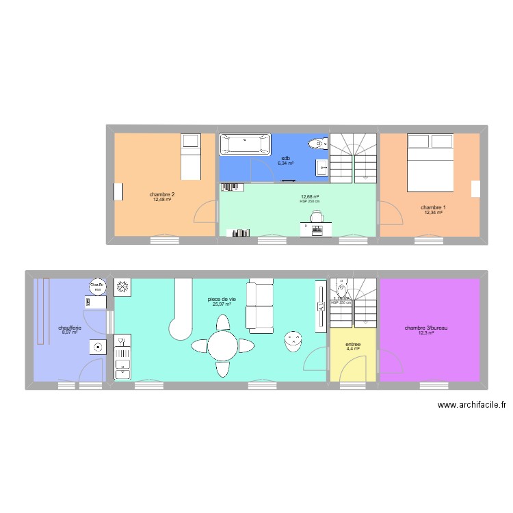 maison projet2. Plan de 9 pièces et 97 m2