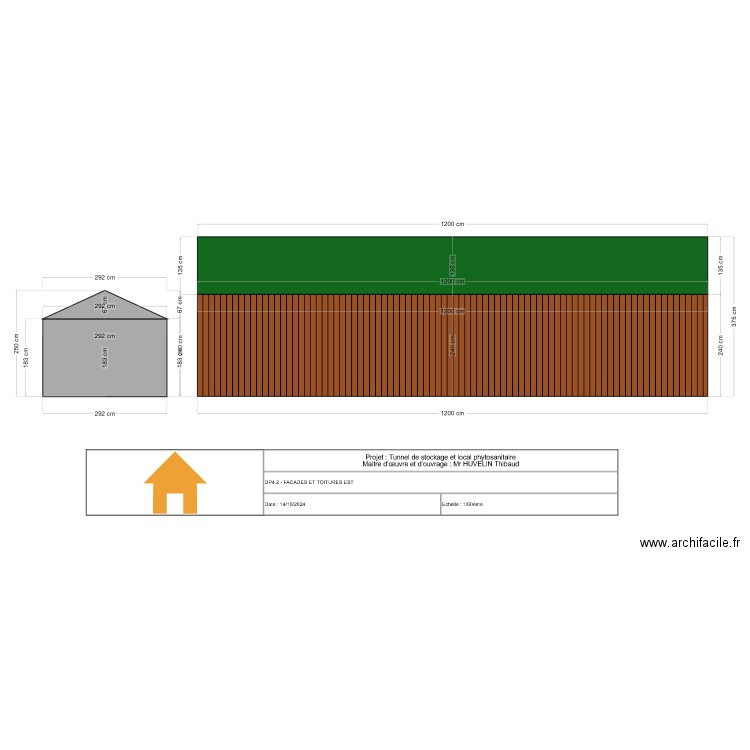 FACADES ET TOITURES EST. Plan de 0 pièce et 0 m2