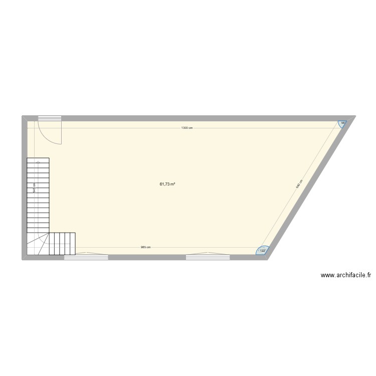 sous sol nouveau. Plan de 1 pièce et 62 m2