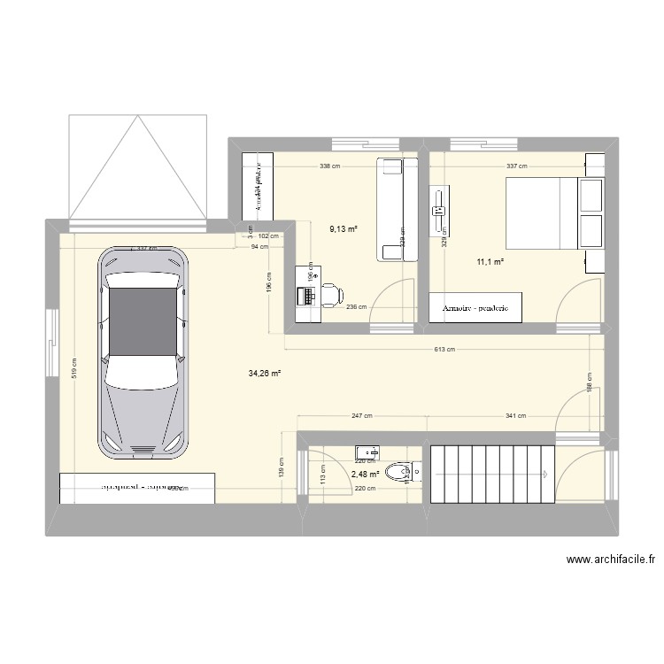 CASA MELRES. Plan de 5 pièces et 61 m2